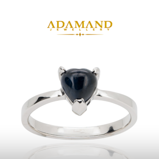Бял златен пръстен с бирмански сапфир 1,50ct